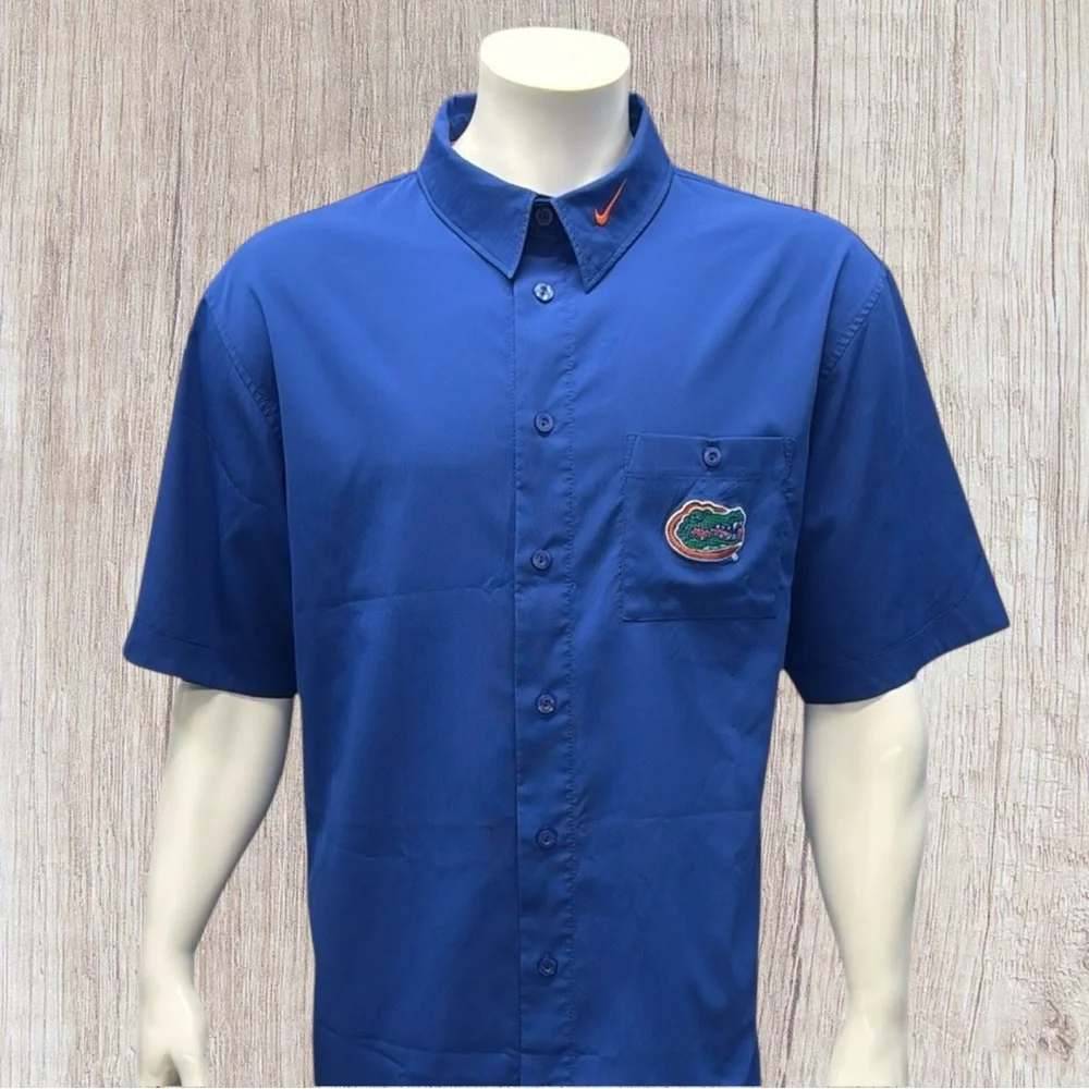 Nike Authentic Team Dri-Fit Florida Gators Blue Embroidered Button Up Shirt XL